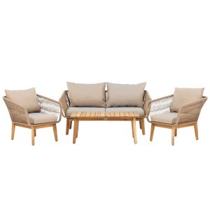 VENTURE HOME Chania sofasett - Latte/Akasie