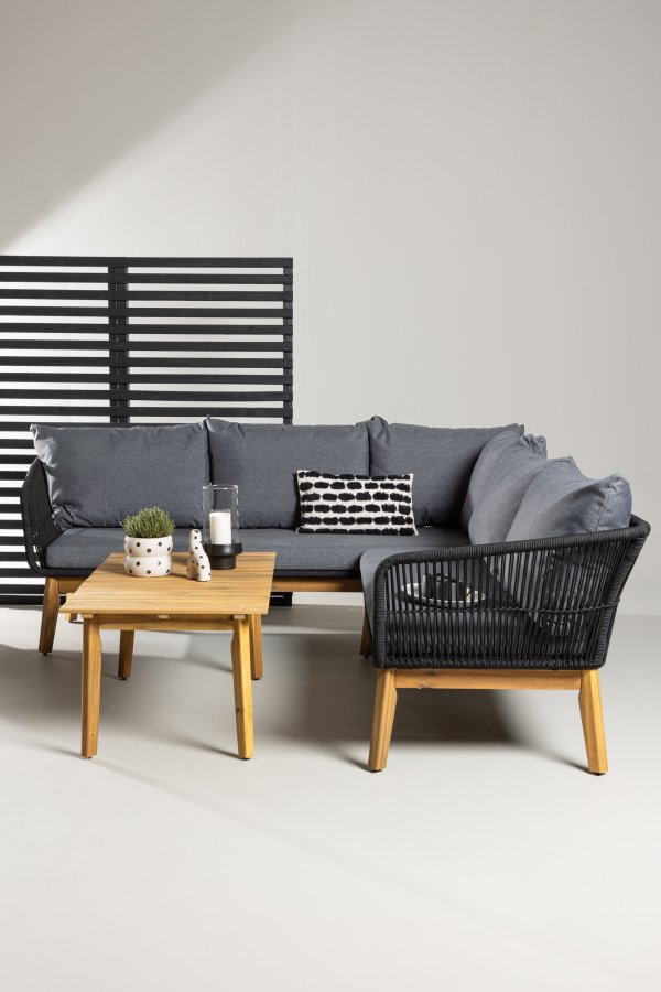 VENTURE HOME Chania H&ouml;rnsoffa - Svart/Akacia