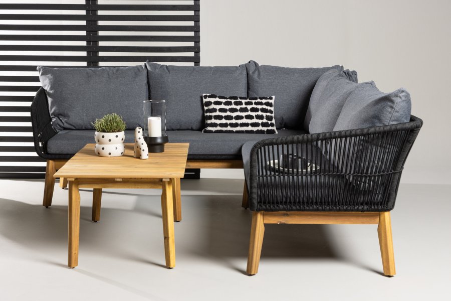 VENTURE HOME Chania H&ouml;rnsoffa - Svart/Akacia