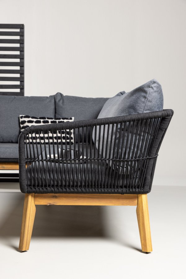 VENTURE HOME Chania H&ouml;rnsoffa - Svart/Akacia