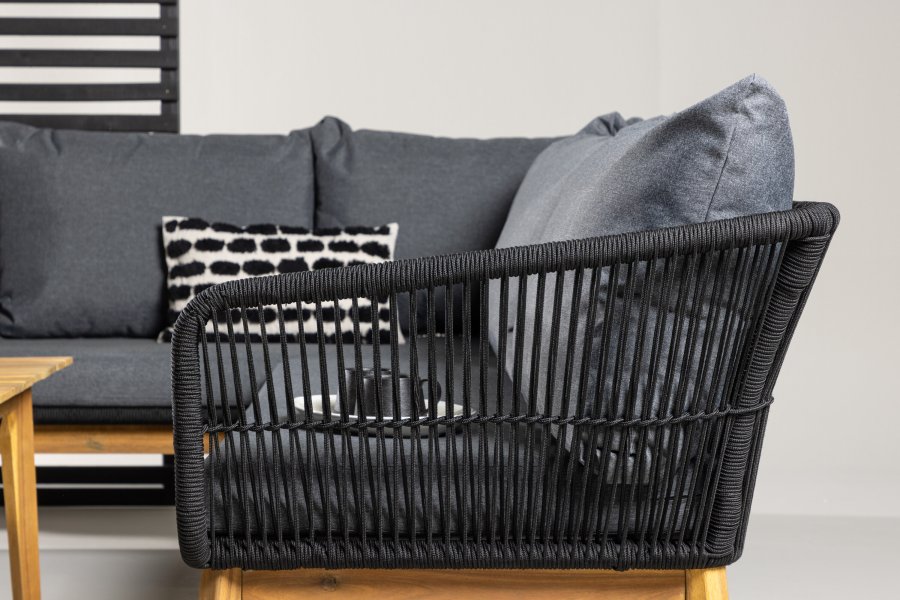 VENTURE HOME Chania H&ouml;rnsoffa - Svart/Akacia