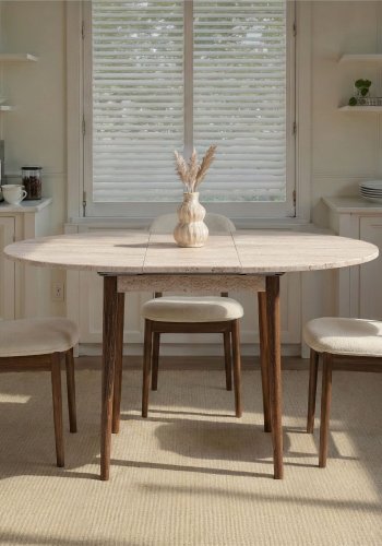 NORDV�RK Viona � Travertin, Valn�tt uttrekkbart spisebord