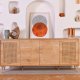 FUNZI LIVING Hazeran Sideboard, m. 4 Türen - natürliches Melamin und Metall