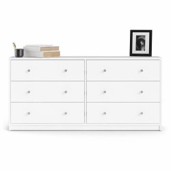 May dobbelt kommode, m. 6 skuffer - hvid folie og plastik