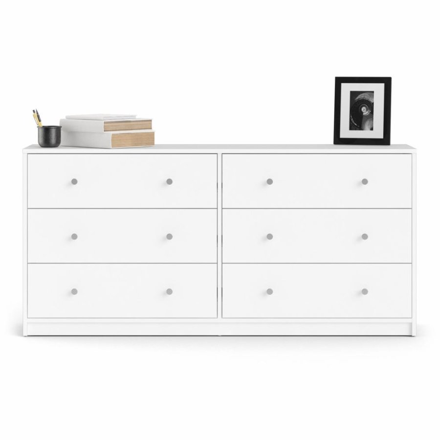 TVILUM May dobbelt kommode, m. 6 skuffer - hvid folie og plastik