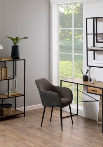 ACT NORDIC Seaford Wandregal – Papier, Wildeiche und schwarzes Metall (H: 91 cm x 75 cm x 20 cm)