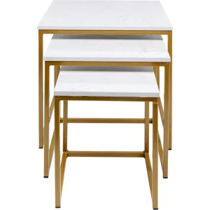 KARE DESIGN Key West indskudsborde - hvid marmor og guld ben, st á 3 borde