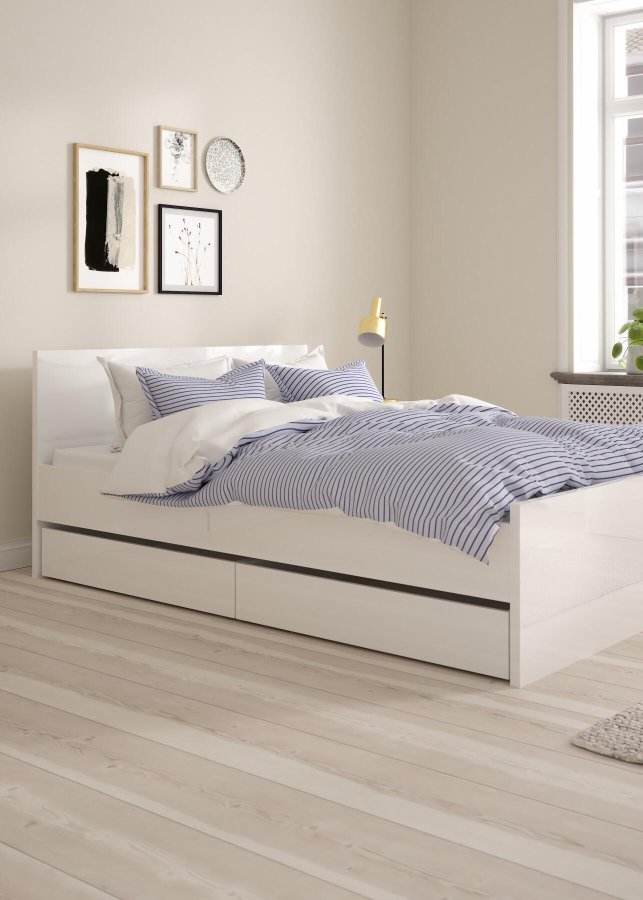 TVILUM Naia Bettschublade - weiße Spanplatte (2er-Set)