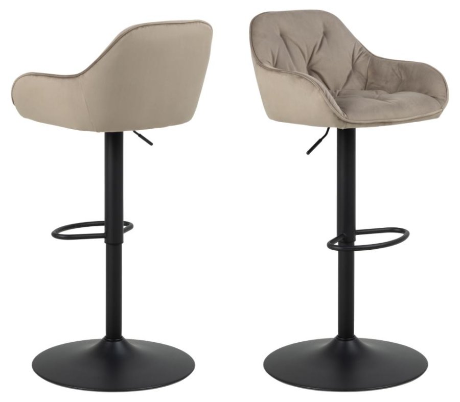 ACT NORDIC Brooke barstol, m. rygln, armln, drejefunktion, gaspatron - beige fljl og sort stl