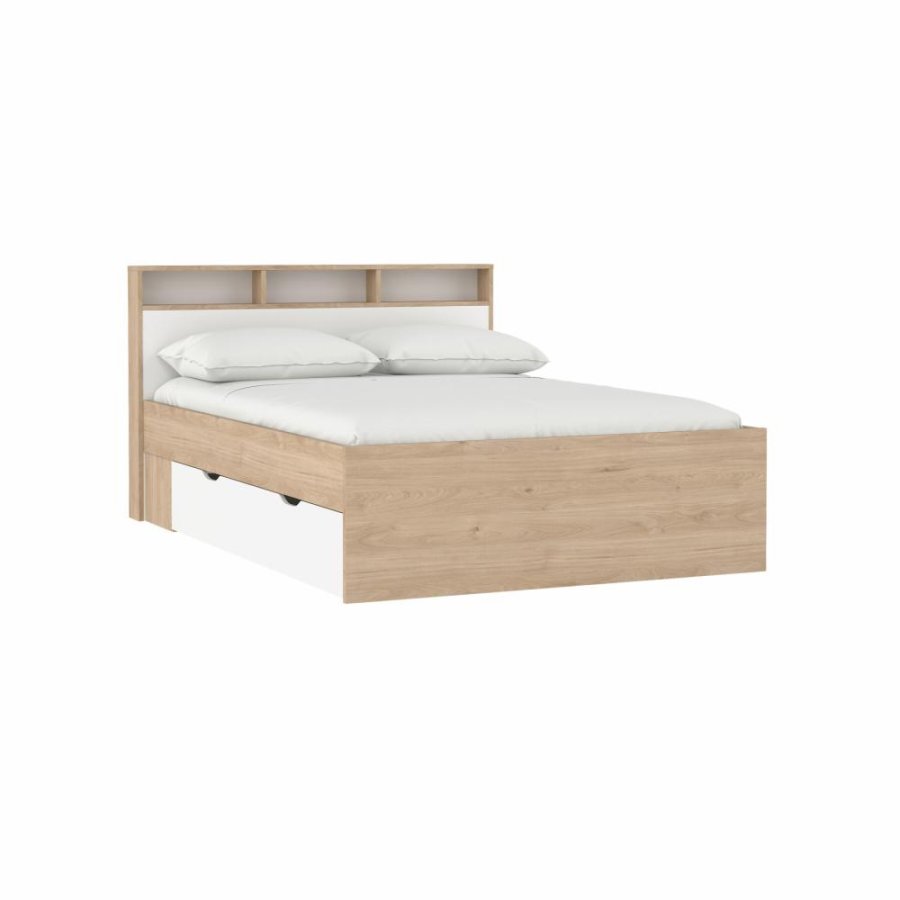 TVILUM Ikast Bett mit 2 Schubladen 140x200, Jackson Hickory / Weiß, 149,8 x 216 x 96,8 cm