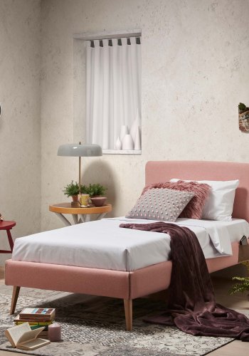 KAVE HOME Dyla sengegavl, med avtagbart trekk - rosa stoff (for 90 cm seng)