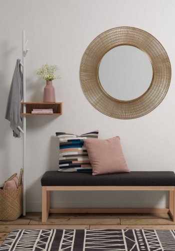 KAVE HOME Belgrad stumtjener - hvit/naturmetall/eik finer, med hylle