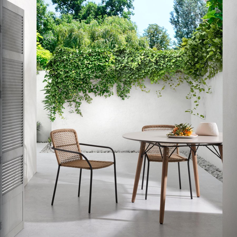 KAVE HOME Boomer spisestuestol med armlener - beige tau og stl