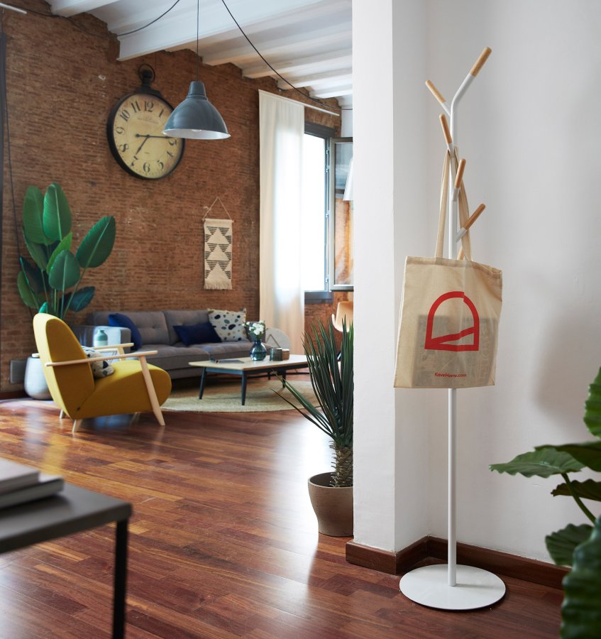 KAVE HOME Bren stumtjener - hvit/naturmetall/tre