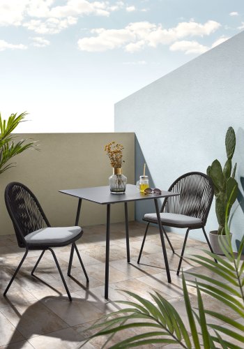 KAVE HOME firkantet Ulrich salongbord - svart polysement og stl (75x75)