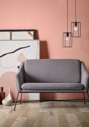 KAVE HOME Brida 2-manns sofa - grafittgr stoff og sort stl