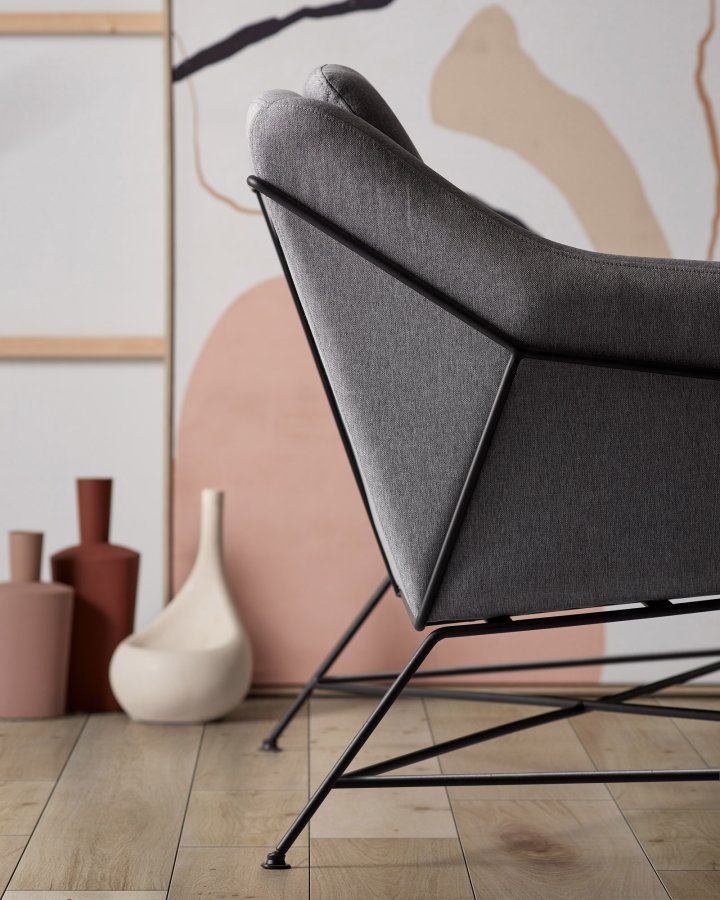 KAVE HOME Brida 2-manns sofa - grafittgr stoff og sort stl