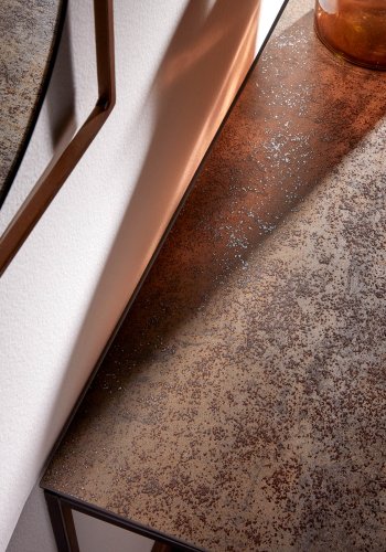 KAVE HOME rektangulrt Rewena sidebord - mrkebrun keramisk stein, keramikk og metall