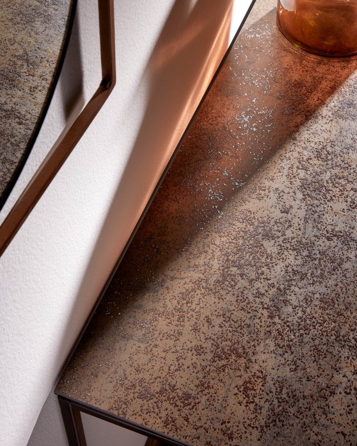 KAVE HOME rektangulrt Rewena sidebord - mrkebrun keramisk stein, keramikk og metall