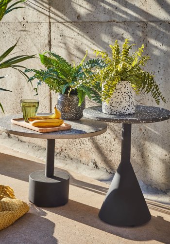 KAVE HOME rund Melano sidebord - sort terrazzo/metal (40) 