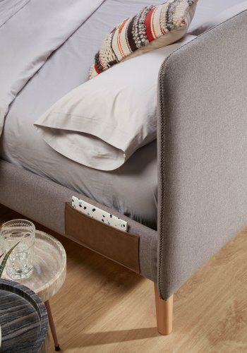 KAVE HOME Dyla sengegavl, med avtagbart trekk - grtt stoff (for 90 cm seng)