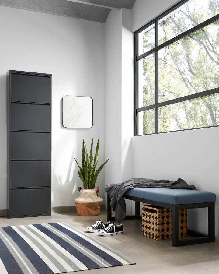 KAVE HOME Ode skoskap, m. 5 drer - svart stl (50x168,5)