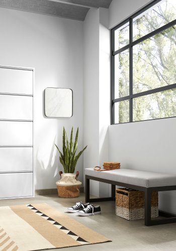 KAVE HOME Ode skoskap, m. 5 drer - hvitt stl (50x168,5)