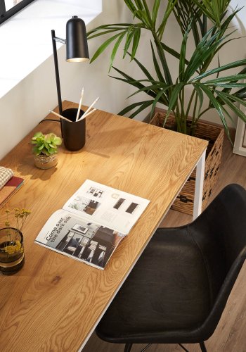 KAVE HOME Lisbet skrivebord - hvit/natur metall/MDF, rektangulr (120x60)