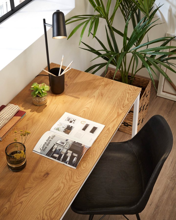 KAVE HOME Lisbet skrivebord - hvit/natur metall/MDF, rektangulr (120x60)