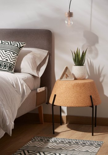 KAVE HOME Dyla sengegavl, med avtagbart trekk - grtt stoff (for 90 cm seng)