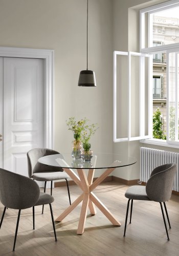 KAVE HOME Minna spisestol - mrkegrtt stoff og metall