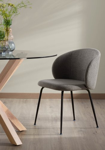 KAVE HOME Minna spisestol - mrkegrtt stoff og metall