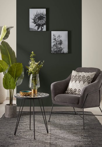 KAVE HOME Brida lenestol, med armlener - grafittgr stoff og sort stl