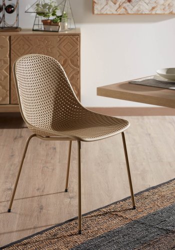 KAVE HOME Quinby spisestol - beige plast og metal