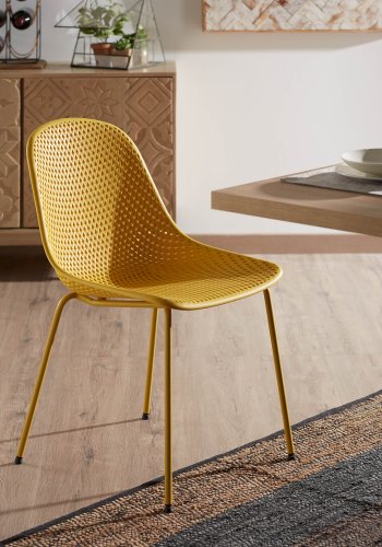 KAVE HOME Quinby spisestol - gul plast og metal