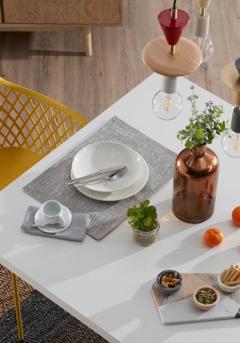 KAVE HOME rektangulrt Arya spisebord - hvit melamin og naturlig stl (200x100)