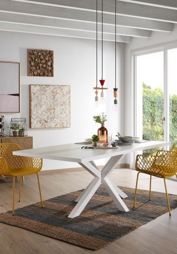 KAVE HOME rektangulrt Arya spisebord - hvit melamin og stl (160x100)