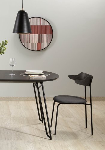 KAVE HOME rektangulrt Norfort spisebord med uttrekk - svart tre og metall (170(320)x100) 