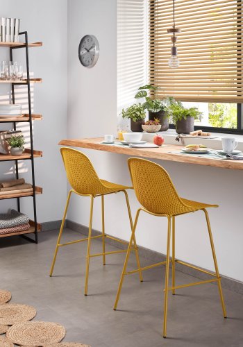 KAVE HOME Quinby barkrakk med rygg og fotsttte - gul plast og metall