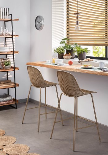 KAVE HOME Quinby barkrakk med ryggsttte og fotsttte - beige plast og metall