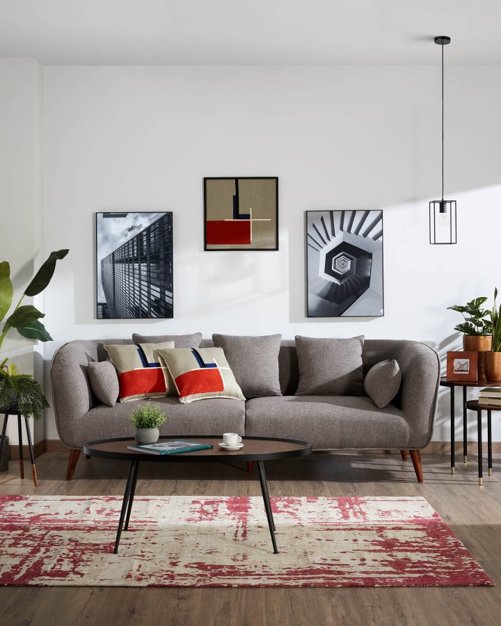 KAVE HOME Kamelia sofabord - brun/svart valnttfinish/metall, oval (102x56)