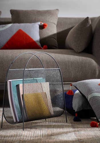 KAVE HOME Aviva magasinholder med hndtak - mrk gr metall