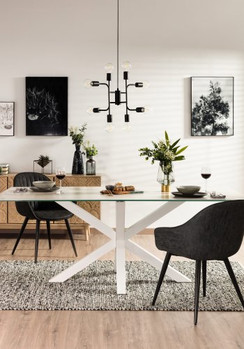 KAVE HOME Argo spisebord, rektangulrt - hvit Kalos keramikk og hvitt stl (160x90)