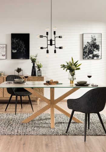 KAVE HOME Arya spisebord - hvitt porselen/glass og natur, rektangulrt (180x100)