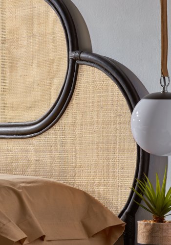 KAVE HOME rektangulr svart Lalita sengegavl - naturlig og svart naturfiber (120x170)