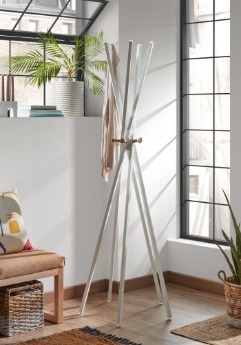 KAVE HOME Benzara stumtjener - hvit/naturmetall/tre 