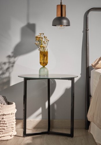 KAVE HOME Marae sidebord - svart glass og stl (50)