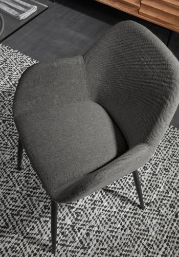 KAVE HOME Koon lenestol - mrk gr/svart stoff/metall, med armlener