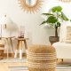 KAVE HOME Samy puff, rund - naturlig jute med hvite detaljer ( 45)