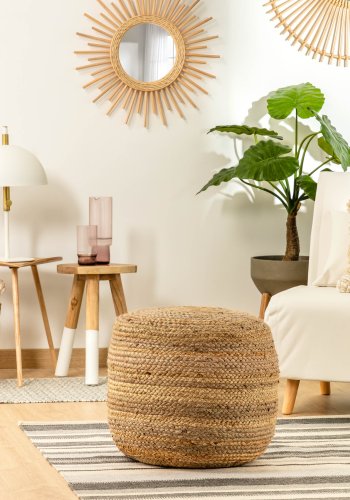 KAVE HOME Dip puff - naturlig jute, rund (50) 